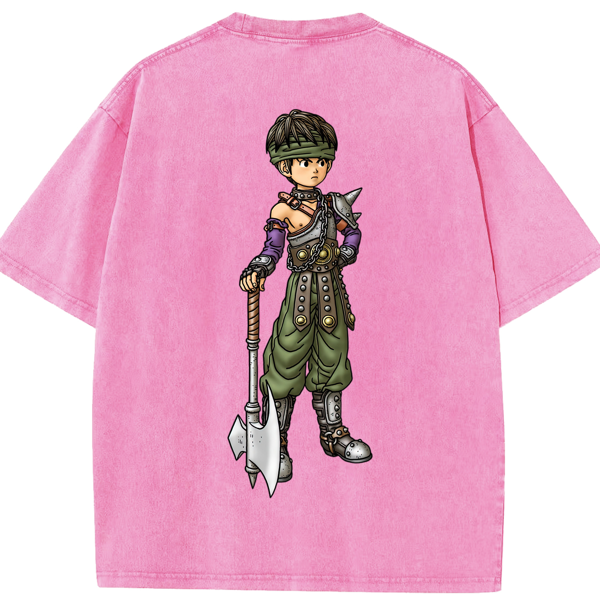 （画像用） ドラゴンクエスト Doragon Kuesuto Dragon Quest 綿100% ヴィンテージ風 半袖Tシャツ（背面プリント）
